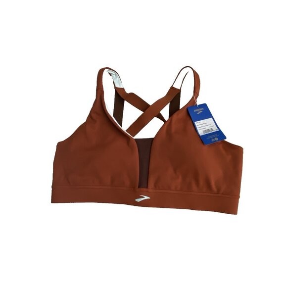 Brooks Sz XXL Drive Plunge Run Sports Bra Copper Run Raisin Ice Blue Compressive - Picture 6 of 9